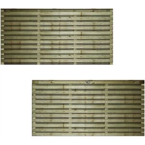 PREMIER GARDEN SUPPLIES 6ft x 3ft ROMAD Double Horizontal Venetian Slatted Fence Panel - Pressure Treated (Tanalised)