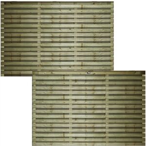 Premier Garden Supplies - 6ft x 4ft romad Double Horizontal Venetian Slatted Fence Panel - Pressure Treated (Tanalised)