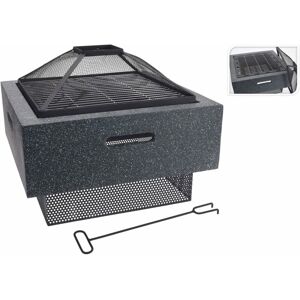 Berkfield Home - ProGarden Fire Bowl with bbq Rack Square Dark Grey 52.5x52.5x18.5 cm