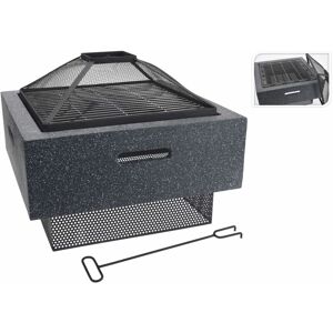 Berkfield Home - ProGarden Fire Bowl with bbq Rack Square Dark Grey 52.5x52.5x18.5 cm