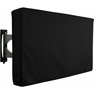 GROOFOO Protective cover for outdoor tv, terrace and garden screens and televisions - Waterproof and resistant - Black - Compatible with a stand or wall