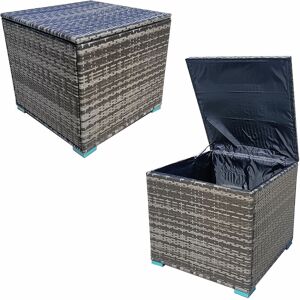 Furniture One - Rattan Garden Storage Box With Lid 707060CM - Grey - Grey