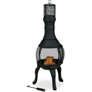 Outdoor Stove, Oven, Chimenea, h x w x d: 113 x 38 x 38 cm, Cast-Iron, Black - Relaxdays