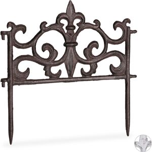 Cast Iron Flowerbed Fence, Vintage Design, Single Panel, Decorative Lawn Edging, HxW: 27x27cm, Brown - Relaxdays