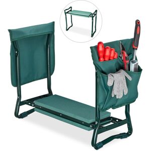 Relaxdays - Garden Kneeler & Seat, Soft Knee Pad, 2 Side Pocket Bags, Foldable, 2in1, Up To 150 kg, 50x60x27.5cm, Green