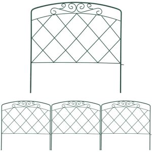 Lawn Edging, 4x Set, HxW: 60 x 62.5 cm, Garden Flowerbed Border, Vintage Design, Push-In Ground, Metal, Green - Relaxdays