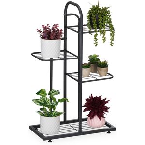 Plant Stand, 4 Levels, for Flower & Herb Pot, HxWxD: 72.5 x 44 x 22.5 cm, Steel, Indoor Decorative Rack, Black - Relaxdays