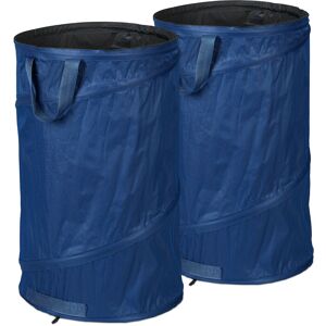 Relaxdays - Pop-Up Garden Waste Bags, Set of 2, 120 l, Outdoor Refuse Sacks, 3 Handles, UV-Resistant, Waterproof, Blue