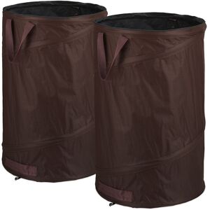 Relaxdays Pop-Up Garden Waste Bags, Set of 2, 120 L, Outdoor Refuse Sacks, 3 Handles, UV-Resistant, Waterproof, Brown