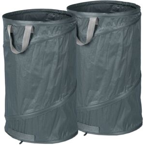 Relaxdays - Pop-Up Garden Waste Bags, Set of 2, 120 l, Outdoor Refuse Sacks, 3 Handles, UV-Resistant, Waterproof, Grey