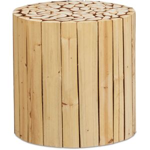 Wooden Flower Stool, Plant and Decorations Holder, Untreated Fir Wood, Indoors Use, HxØ: 41 x 40.5 cm, Natural - Relaxdays