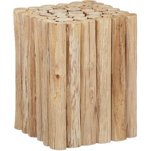 Wooden Flower Stool, Plant and Decorations Holder, Untreated Chestnut, Indoors Use, HxWxD: 38x30x30 cm, Brown - Relaxdays