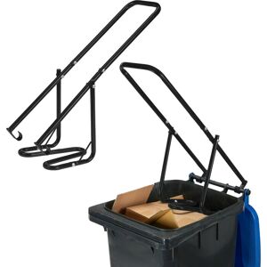 Rubbish Press For Wheelie Bins, Set of 2, Household Waste Compressor, Manual Recycling Compactor, Steel, Black - Relaxdays