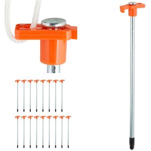 Tent Pegs Set of 18, Ground Anchor for Hard Soil, Camping, Stainless Steel, Hook, Set, 25cm, Orange - Relaxdays