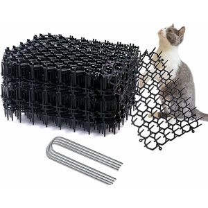 Cat Repellent with Spikes 12Pcs Anti-Cat Spikes Cat Scat Mat Plastic Cat Spike Prickle Strip Plant Protection Net Outdoor Garden Fence Farm - Rhafayre