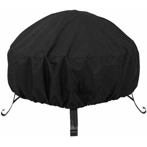 Hoopzi - Round Fire Pit Cover Garden Patio Protective Cover Breathable Waterproof Dustproof Heavy Duty Furniture Covers for Stove (85x40cm, Black)