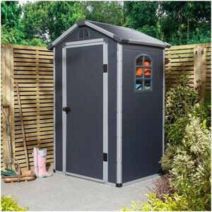 Airevale 4x3 Dark Grey Apex Shed Plastic Garden Storage Lockable - Rowlinson