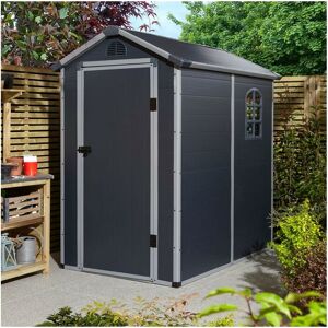 Airevale 6x4 Dark Grey Apex Shed Plastic Garden Storage Lockable - Rowlinson