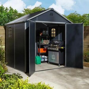 Airevale 8x6 Dark Grey Apex Shed Plastic Garden Storage Lockable - Rowlinson