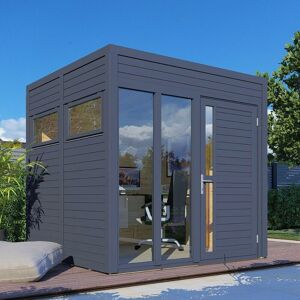 Bertilo Garden Cubus 2 Home Office Studio Wooden Summer House Grey - Rowlinson