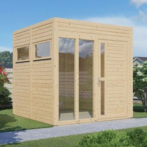 Bertilo Garden Cubus 2 Home Office Studio Wooden Summer House Natural - Rowlinson