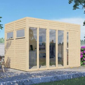 Bertilo Garden Cubus 3 Home Office Studio Wooden Summer House Natural - Rowlinson