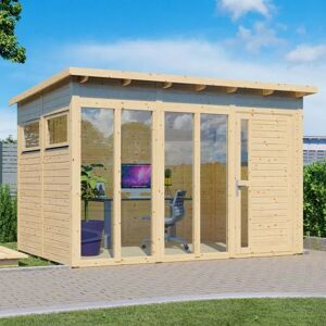 Bertilo Garden Pentus 3 Home Office Studio Wooden Summer House Natural - Rowlinson