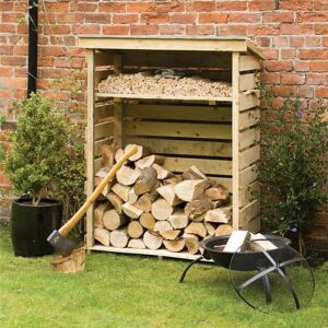 Small Wooden Log Wood Store Kindling Shelf Garden Storage - Rowlinson