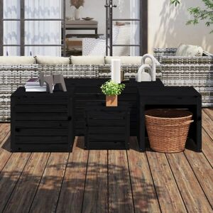 BERKFIELD HOME Royalton 4 Piece Garden Box Set Black Solid Wood Pine