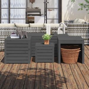 BERKFIELD HOME Royalton 4 Piece Garden Box Set Grey Solid Wood Pine