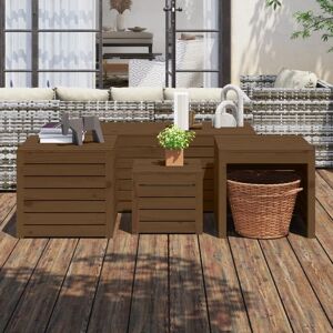 BERKFIELD HOME Royalton 4 Piece Garden Box Set Honey Brown Solid Wood Pine