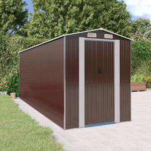 BERKFIELD HOME Royalton Garden Shed Dark Brown 192x523x223 cm Galvanised Steel