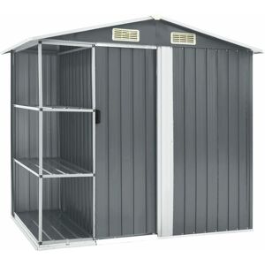 BERKFIELD HOME Royalton Garden Shed with Rack Grey 205x130x183 cm Iron