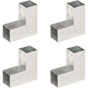 Berkfield Home - Royalton Post Connectors 4 pcs l Shape Galvanised Metal 71x71 mm