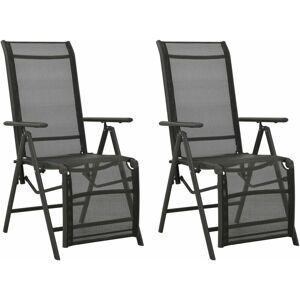 Reclining Garden Chairs 2pcs Textilene and Aluminium Black - Royalton