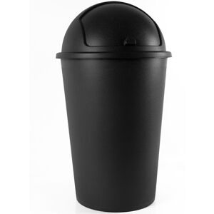 Kitchen Bin 50L Plastic Dustbin with Sliding, Removable Lid Rubbish Recycle Basket Home Waste Paper Bin Dustbin, Paper Basket Black - Black - Deuba