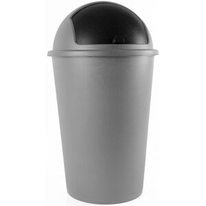 Kitchen Bin 50L Plastic Dustbin with Sliding, Removable Lid Rubbish Recycle Basket Home Waste Paper Bin Dustbin, Paper Basket Silver - Silver - Deuba