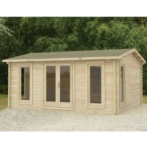 FOREST Rushock 5.0m x 4.0m Log Cabin - Apex Roof, Double Glazed 24kg Polyester Felt, no Underlay