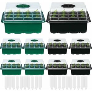 TINOR Seedling Tray, Mini Greenhouse Plant Germination Trays with Lid Indoor Growing Pots Seedling Tray for Start Germination Growth in Greenhouse (Pack of