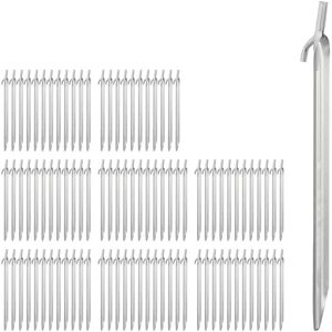 Tent Pegs 96x Set, Ground Anchor for Hard Soil, Camping, Galvanized Steel Hooks, Metal, Durable, 30cm, Silver - Relaxdays