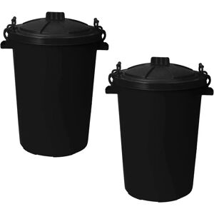 simpa 50L Plastic Bin with Clip Lock Lid - BLACK Qty 2 - Black