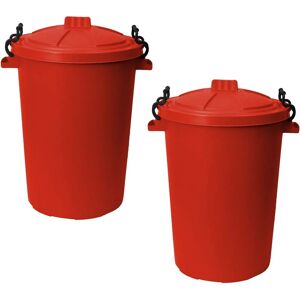 Simpa - 50L Plastic Bin with Clip Lock Lid - red Qty 2 - Red