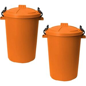 50L Plastic Bin with Clip Lock Lid - orange Qty 2 - Orange - Simpa