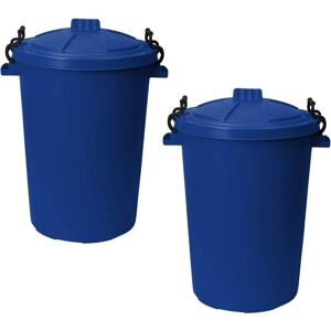 Simpa - 50L Plastic Bin with Clip Lock Lid - dark blue Qty 2 - Dark Blue