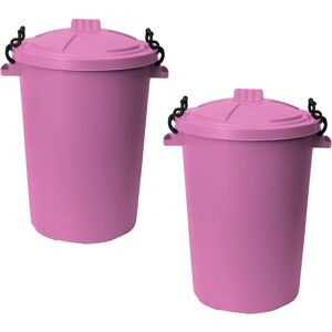 50L Plastic Bin with Clip Lock Lid - pink Qty 2 - Pink - Simpa