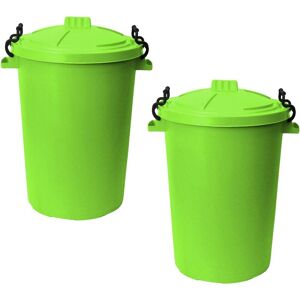 Simpa - 85L Plastic Bin with Clip Lock Lid - lime green Qty 2 - Lime Green