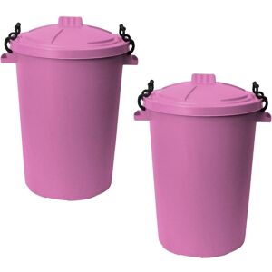 85L Plastic Bin with Clip Lock Lid - pink Qty 2 - Pink - Simpa