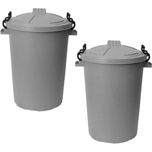 Simpa - 85L Plastic Bin with Clip Lock Lid - grey Qty 2 - Dark Grey