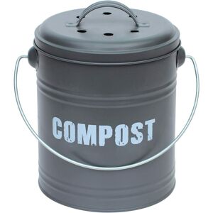 Simpa - Vintage Style Compost Food Waste Recycling Caddy Bin - grey Size 5L