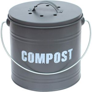 Simpa - Vintage Style Compost Food Waste Recycling Caddy Bin - grey Size 8L